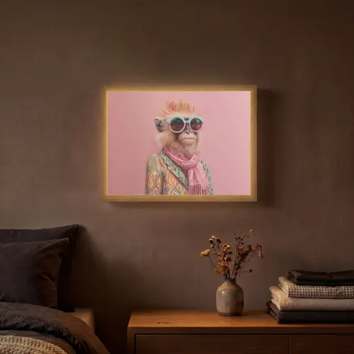 Sjaal - Aap - Zonnebril - Jasje Light Box met batterij (Wandlamp) middel -sfeer4