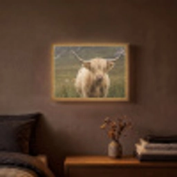 Schotse hooglander - Bergen - Grasveld Light Box met batterij (Wandlamp) middel -sfeer4