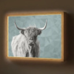 Schotse hooglander - Zwart wit - Patroon - Driehoek Light Box met batterij (Wandlamp) middel -z3d_website
