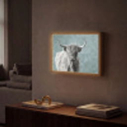 Schotse hooglander - Zwart wit - Patroon - Driehoek Light Box met batterij (Wandlamp) middel -sfeer1
