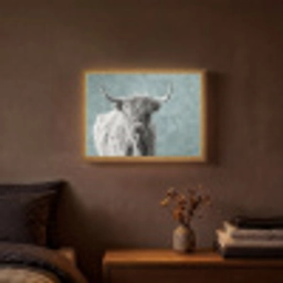 Schotse hooglander - Zwart wit - Patroon - Driehoek Light Box met batterij (Wandlamp) middel -sfeer4