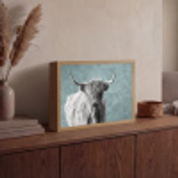 Schotse hooglander - Zwart wit - Patroon - Driehoek Light Box met batterij (Wandlamp) middel -sfeer2