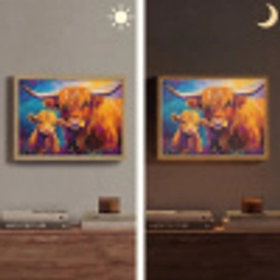 Schotse hooglander - Koeien - Dieren - Kunst Light Box met batterij (Wandlamp) middel -sfeer3