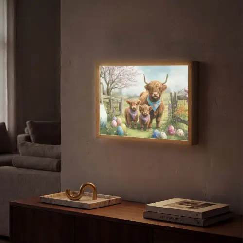 Schotsehooglanders - Paaseieren - Lente Light Box met batterij (Wandlamp) middel -sfeer1