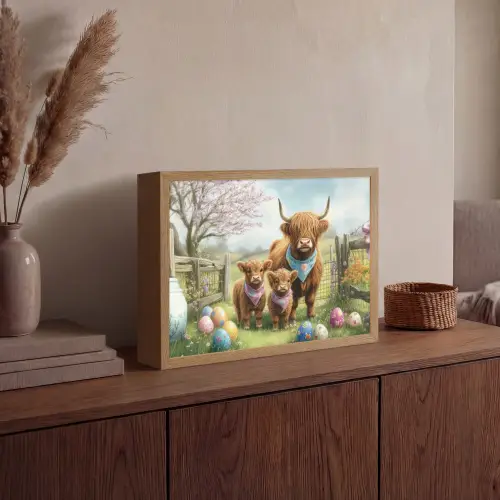 Schotsehooglanders - Paaseieren - Lente Light Box met batterij (Wandlamp) middel -sfeer2