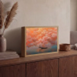 Zee - Boot - Wolken - Oranje Light Box met batterij (Wandlamp) middel -sfeer2