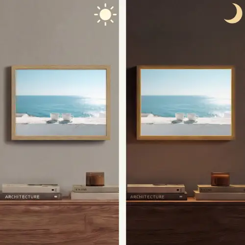 Zee - Koffiekopjes - Zomers Light Box met batterij (Wandlamp) middel -sfeer3