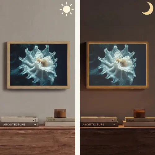 Zeewezen - Wit - Golven - Water Light Box met batterij (Wandlamp) middel -sfeer3