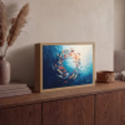 Zee - Vissen - Kleurrijk - Dynamisch Light Box met batterij (Wandlamp) middel -sfeer2
