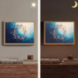 Zee - Vissen - Kleurrijk - Dynamisch Light Box met batterij (Wandlamp) middel -sfeer3
