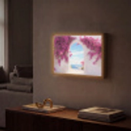 Zee - Roze - Bloemen - Poort Light Box met batterij (Wandlamp) middel -sfeer1