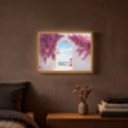 Zee - Roze - Bloemen - Poort Light Box met batterij (Wandlamp) middel -sfeer4