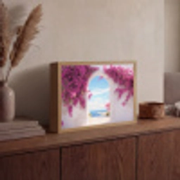 Zee - Roze - Bloemen - Poort Light Box met batterij (Wandlamp) middel -sfeer2