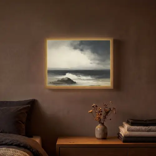 Zee - Rotsen - Storm Light Box met batterij (Wandlamp) middel -sfeer4