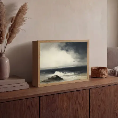 Zee - Rotsen - Storm Light Box met batterij (Wandlamp) middel -sfeer2