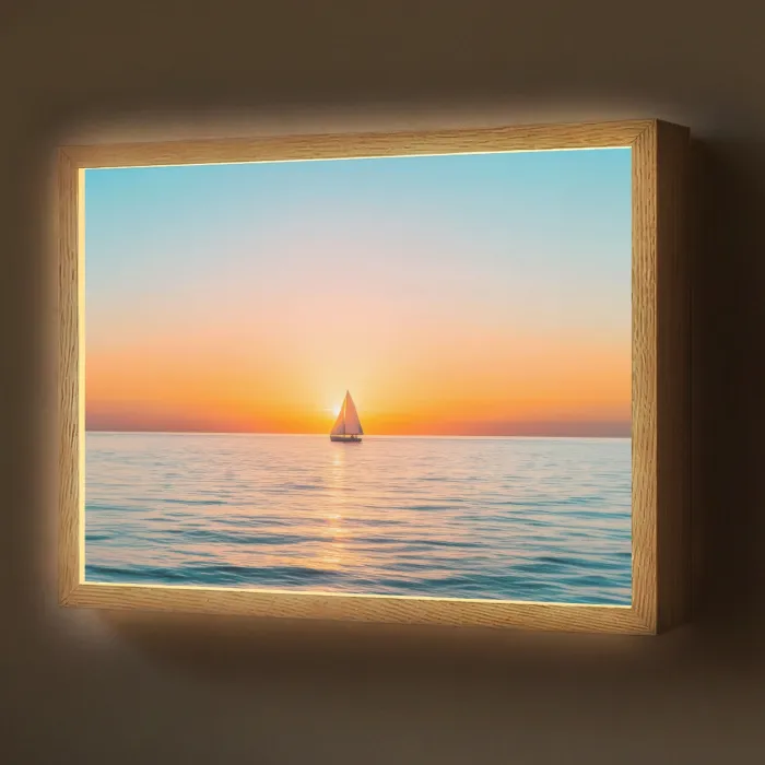 Zee - Zeilboot - Zonsondergang Light Box met batterij (Wandlamp) middel -z3d_website