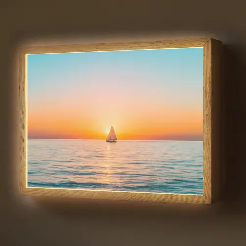 Zee - Zeilboot - Zonsondergang Light Box met batterij (Wandlamp) middel -z3d_website
