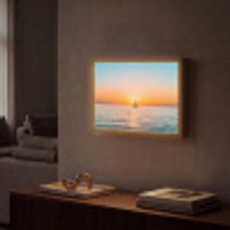 Zee - Zeilboot - Zonsondergang Light Box met batterij (Wandlamp) middel -sfeer1