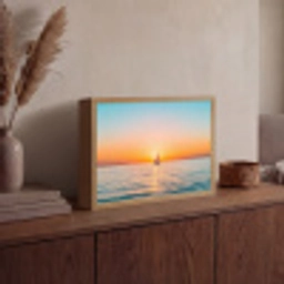 Zee - Zeilboot - Zonsondergang Light Box met batterij (Wandlamp) middel -sfeer2