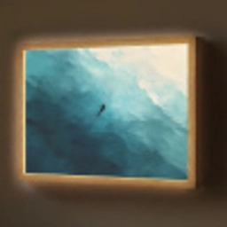 Zee - Silhouet - Abstract - Blauw Light Box met batterij (Wandlamp) middel -z3d_website