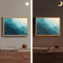 Zee - Silhouet - Abstract - Blauw Light Box met batterij (Wandlamp) middel -sfeer3