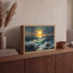 Zee - Zon - Golven - Rotsen Light Box met batterij (Wandlamp) middel -sfeer2