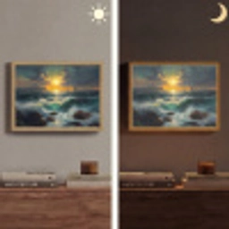 Zee - Zon - Golven - Rotsen Light Box met batterij (Wandlamp) middel -sfeer3