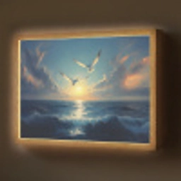 Meeuwen - Zee - Wolken -Blauw Light Box met batterij (Wandlamp) middel -z3d_website