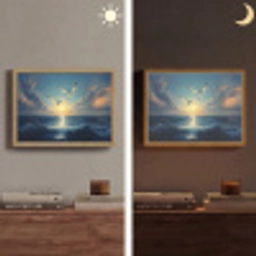 Meeuwen - Zee - Wolken -Blauw Light Box met batterij (Wandlamp) middel -sfeer3