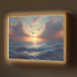 Meeuwen - Zonsondergang - Zee - Wolken Light Box met batterij (Wandlamp) middel -z3d_website