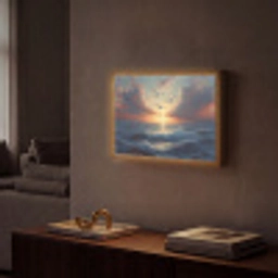 Meeuwen - Zonsondergang - Zee - Wolken Light Box met batterij (Wandlamp) middel -sfeer1