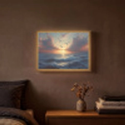 Meeuwen - Zonsondergang - Zee - Wolken Light Box met batterij (Wandlamp) middel -sfeer4