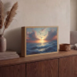 Meeuwen - Zonsondergang - Zee - Wolken Light Box met batterij (Wandlamp) middel -sfeer2