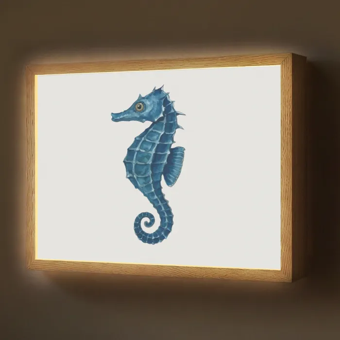 Zeepaardje - Staart - Blauw Light Box met batterij (Wandlamp) middel -z3d_website