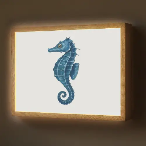 Zeepaardje - Staart - Blauw Light Box met batterij (Wandlamp) middel -z3d_website