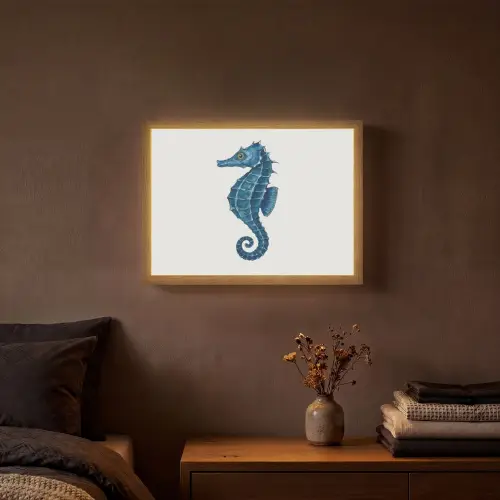 Zeepaardje - Staart - Blauw Light Box met batterij (Wandlamp) middel -sfeer4