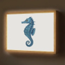 Zeepaardje - Staart - Blauw Light Box met batterij (Wandlamp) middel -z3d_website