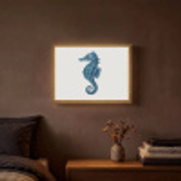 Zeepaardje - Staart - Blauw Light Box met batterij (Wandlamp) middel -sfeer4