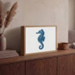 Zeepaardje - Staart - Blauw Light Box met batterij (Wandlamp) middel -sfeer2