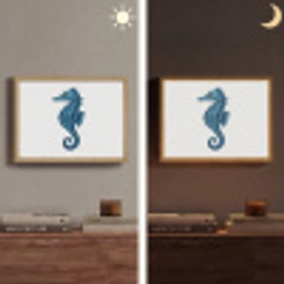 Zeepaardje - Staart - Blauw Light Box met batterij (Wandlamp) middel -sfeer3