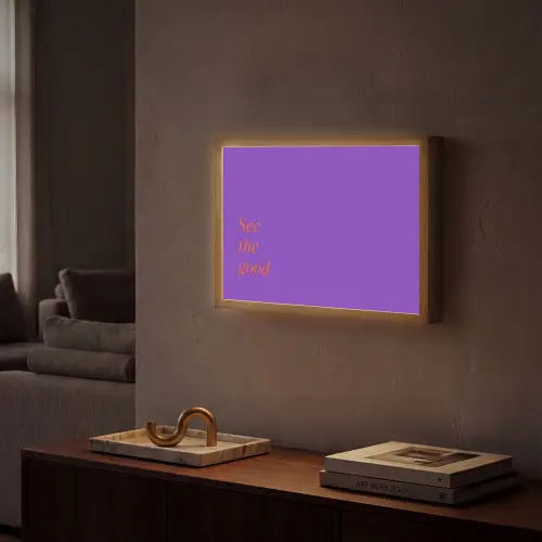 See the good - Oranje - Paars Light Box met batterij (Wandlamp) middel -sfeer1