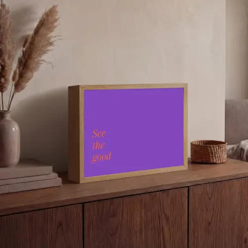 See the good - Oranje - Paars Light Box met batterij (Wandlamp) middel -sfeer2