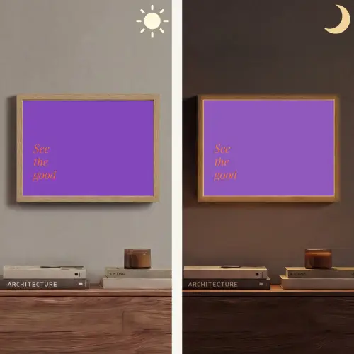 See the good - Oranje - Paars Light Box met batterij (Wandlamp) middel -sfeer3