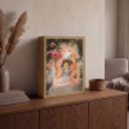 Doorkijk - Boog - Bloemen - Pastel Light Box met batterij (Wandlamp) middel -sfeer2