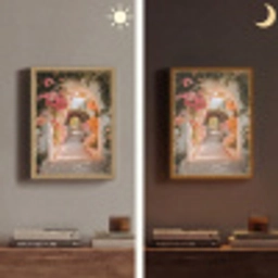 Doorkijk - Boog - Bloemen - Pastel Light Box met batterij (Wandlamp) middel -sfeer3