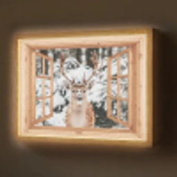 Doorkijk - Hert - Sneeuw - Winter - Bos - Dieren Light Box met batterij (Wandlamp) middel -z3d_website