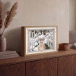 Doorkijk - Hert - Sneeuw - Winter - Bos - Dieren - Natuur Light Box met batterij (Wandlamp) middel -sfeer2
