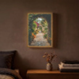 Doorkijk - Bloemen - Poort - Stenen Light Box met batterij (Wandlamp) middel -sfeer4