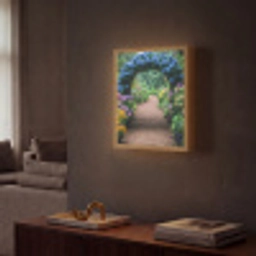 Doorkijk - Bloemen - Hortensia - Pad Light Box met batterij (Wandlamp) middel -sfeer1