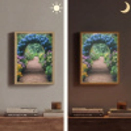 Doorkijk - Bloemen - Hortensia - Pad Light Box met batterij (Wandlamp) middel -sfeer3